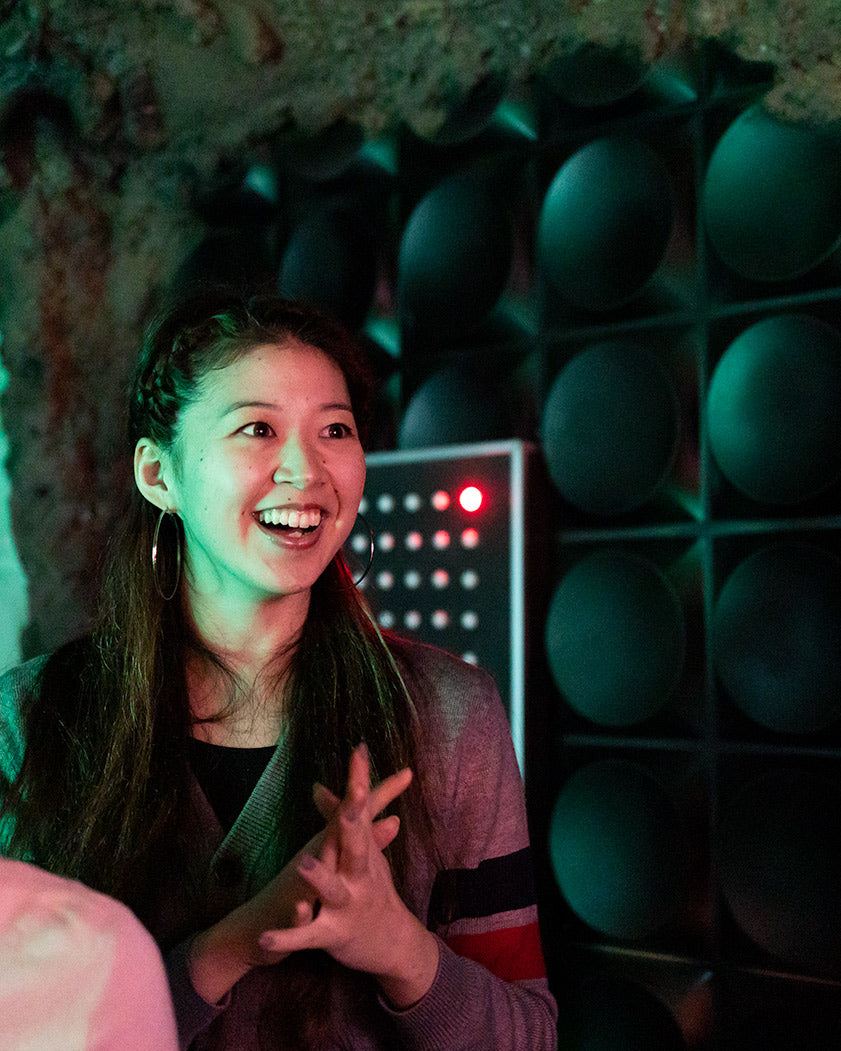 A studio escape customer enjoying an escape room experience.